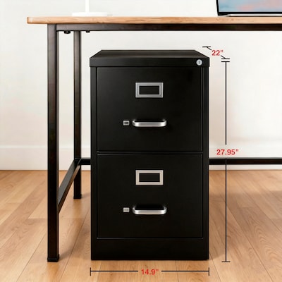 Quill Brand® 2-Drawer Vertical File Cabinet, Locking, Letter, Black, 22"D (22335D)