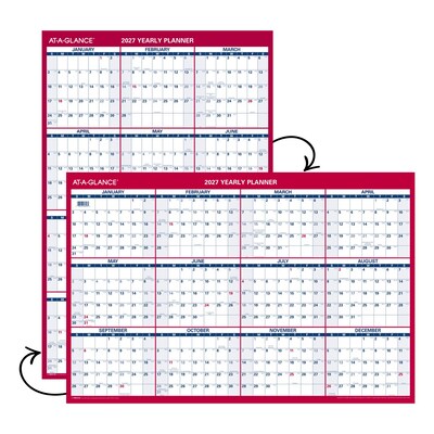 2027 AT-A-GLANCE 36" x 24" Yearly Wall Calendar, Reversible, White/Red (PM212-28-27)