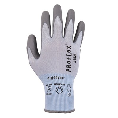 Ergodyne ProFlex 7025 PU Coated Cut-Resistant Gloves, ANSI A2, Blue, XL, 1 Pair (10435)