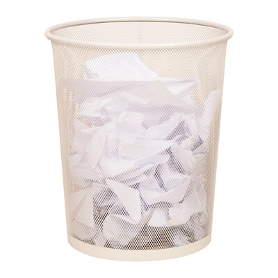 Staples Metal Mesh Trash Can, 4.4 Gallon, Warm White (ST63857)