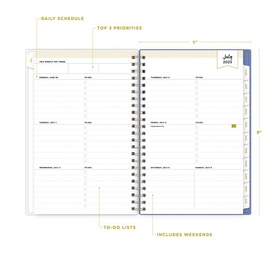 2025-2026 Day Designer for Blue Sky Climbing Floral 5" x 8" Academic Year Weekly & Monthly Planner, Plastic Cover (137881-A26)