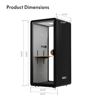 FlexiSpot NeoPod Modular Series Sound Absorbing Privacy Booth, Black (P1F-3B)