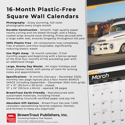 2025 BrownTrout Classic Ford Pickups 12" x 24" Monthly Square Wall Calendar, (9781975479718)