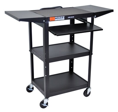 Luxor Metal Mobile Drop-Leaf Shelf Utility Cart with Lockable Wheels, Black (UCMT1KBDL)