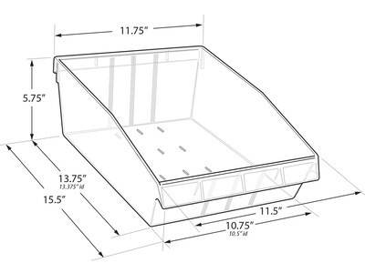 Azar 5.75" x 11.75" Pegboard 3-Compartment Large Deep Bin Tray, Clear, 2/Pack (556134-L-DIV-2PK)