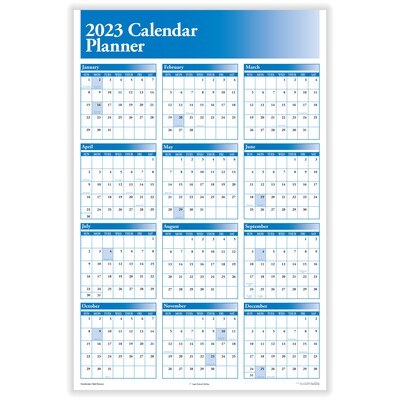 2023 ComplyRight 24" x 36" Yearly Dry Erase Wall Calendar, Reversible, Blue (J0056BL)
