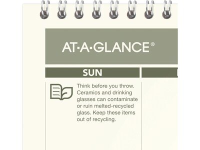 2025 AT-A-GLANCE Recycled 15" x 12" Monthly Wall Calendar, Green/Black (PMG77-28-25)