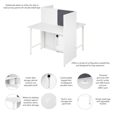 Bush Business Furniture Hustle 48"W 2 Person Back to Back Cubicle Panel Workstation, White (HUS031WH)