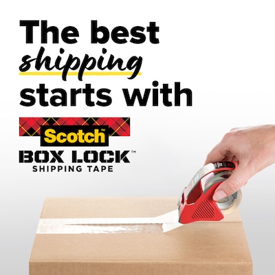 Scotch Box Lock Heavy Duty Packing Tape with Dispenser, 1.88" x 54.6 yds., Clear, 4/Pack (39504RD)