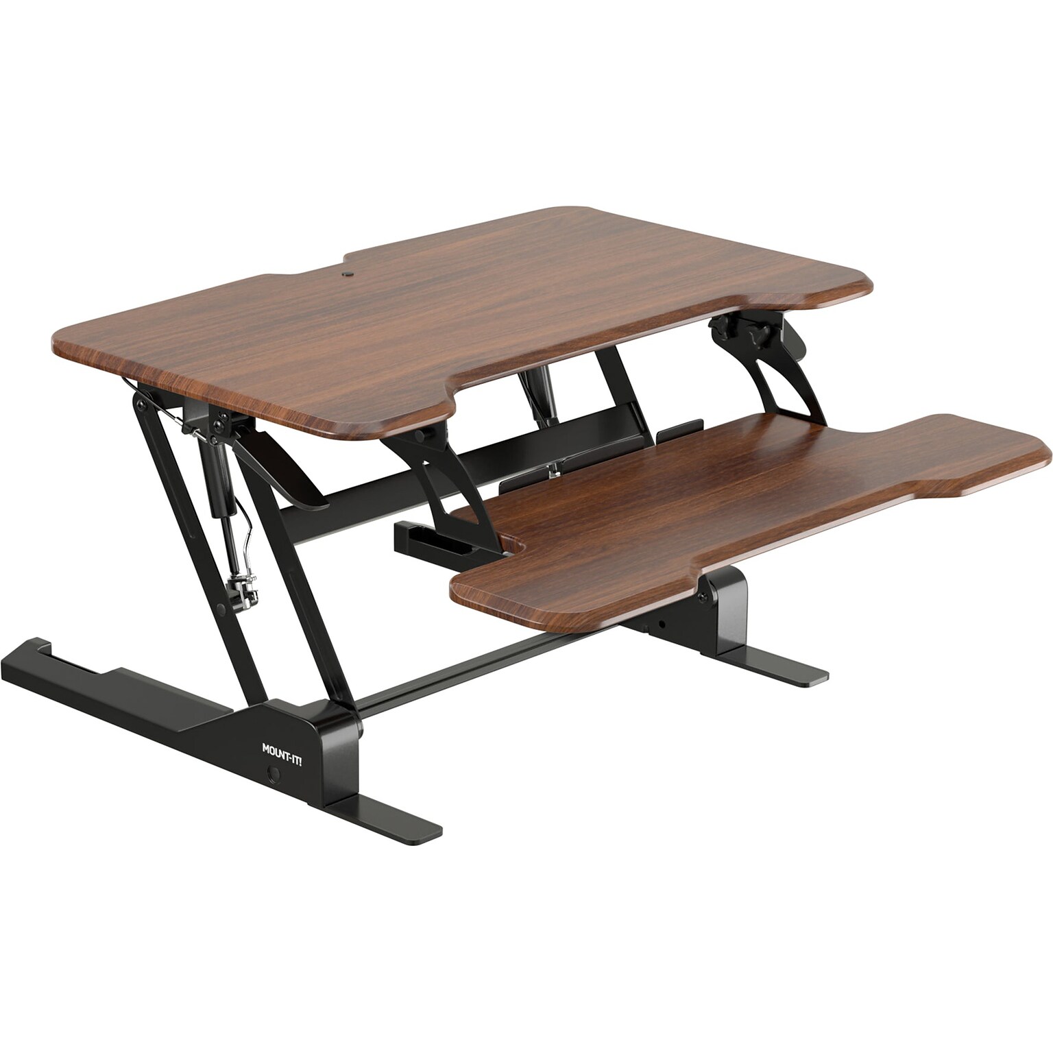 Mount-It! 30W Manual Rectangular Adjustable Standing Desk Converter, Dark Walnut Woodgrain (MI-15006S)