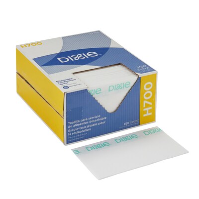 Dixie Durable Fibers Food Service Wipers, White w/ Green stripe, 150 Wipers/Box (29416)