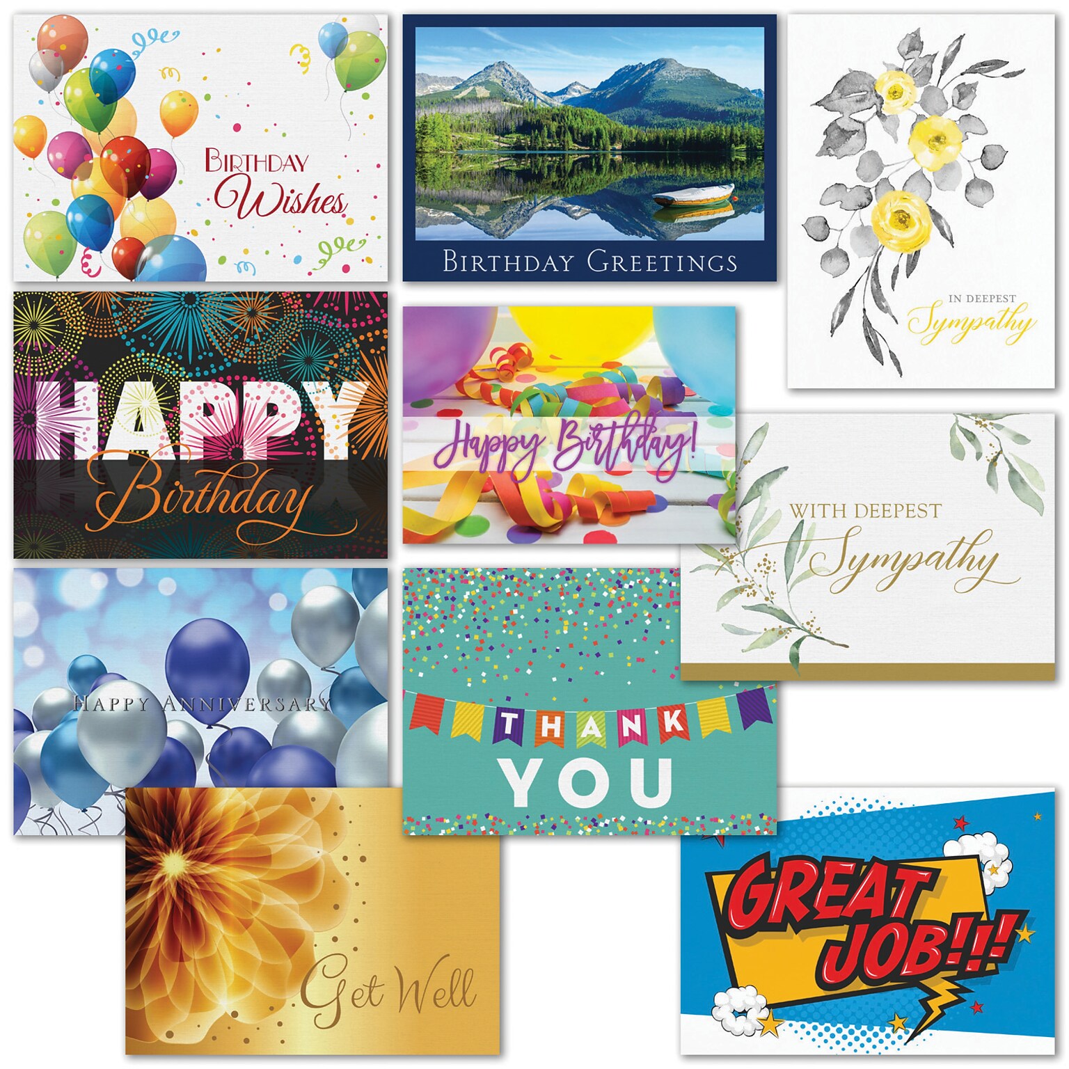 7 7/8 x 5 5/8 Birthday Assortment Cards, with Envelopes