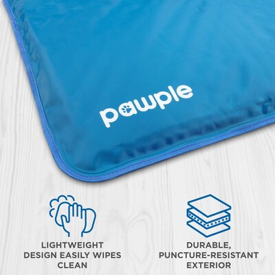 Pawple Dog Cooling Bed Mat for Kennels, Crates and Beds w/ Thick Foam Base, 32" x 22", Blue (PAWCLPD35)