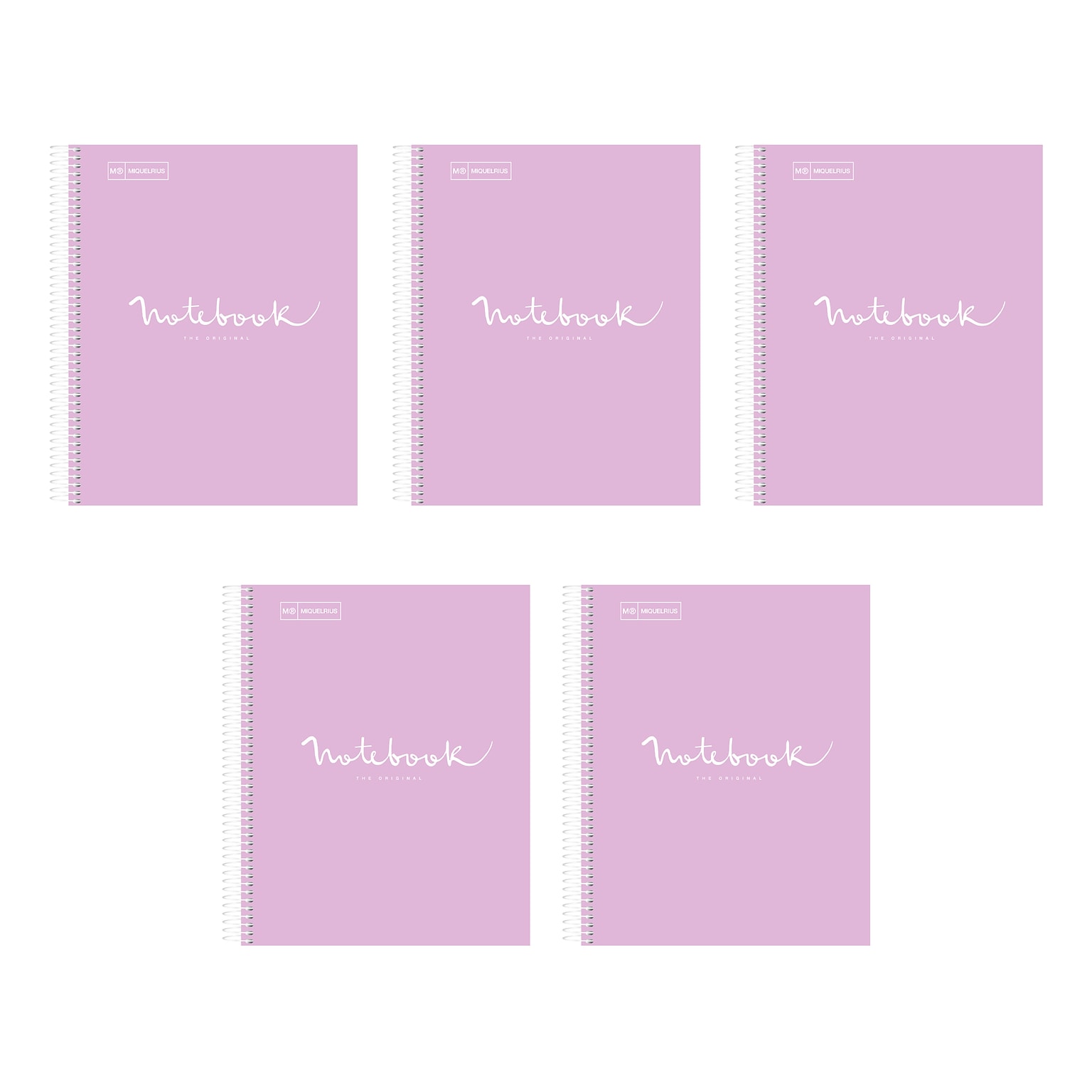 Miquelrius 1-Subject Notebook, 8.5 x 11, College-Ruled, 80 Sheets, Lavender, 5/Carton (48281CS)