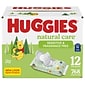 Huggies Natural Care Sensitive Unscented Baby Wipes, 64 Wipes/Pack, 12 Packs/Carton (51079)