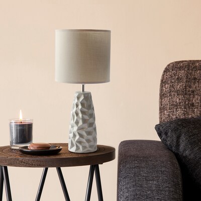 Simple Designs Sculpted Ceramic Table Lamp, Gray (LT2083-GRY)