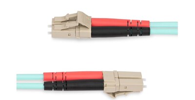 StarTech 20m (65ft) LC to LC (UPC) Duplex OM4 Multimode Fiber Optic Patch Cable, 50/125, Aqua (450FBLCLC20)