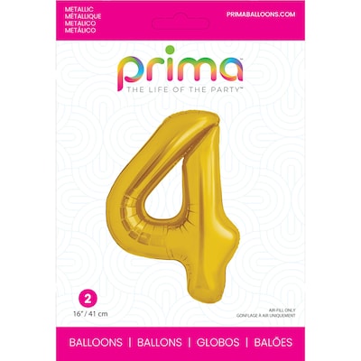 Party City (Air-Filled) 16 #4 Foil Balloon, Gold, 2/Pack (AM60050202-19)