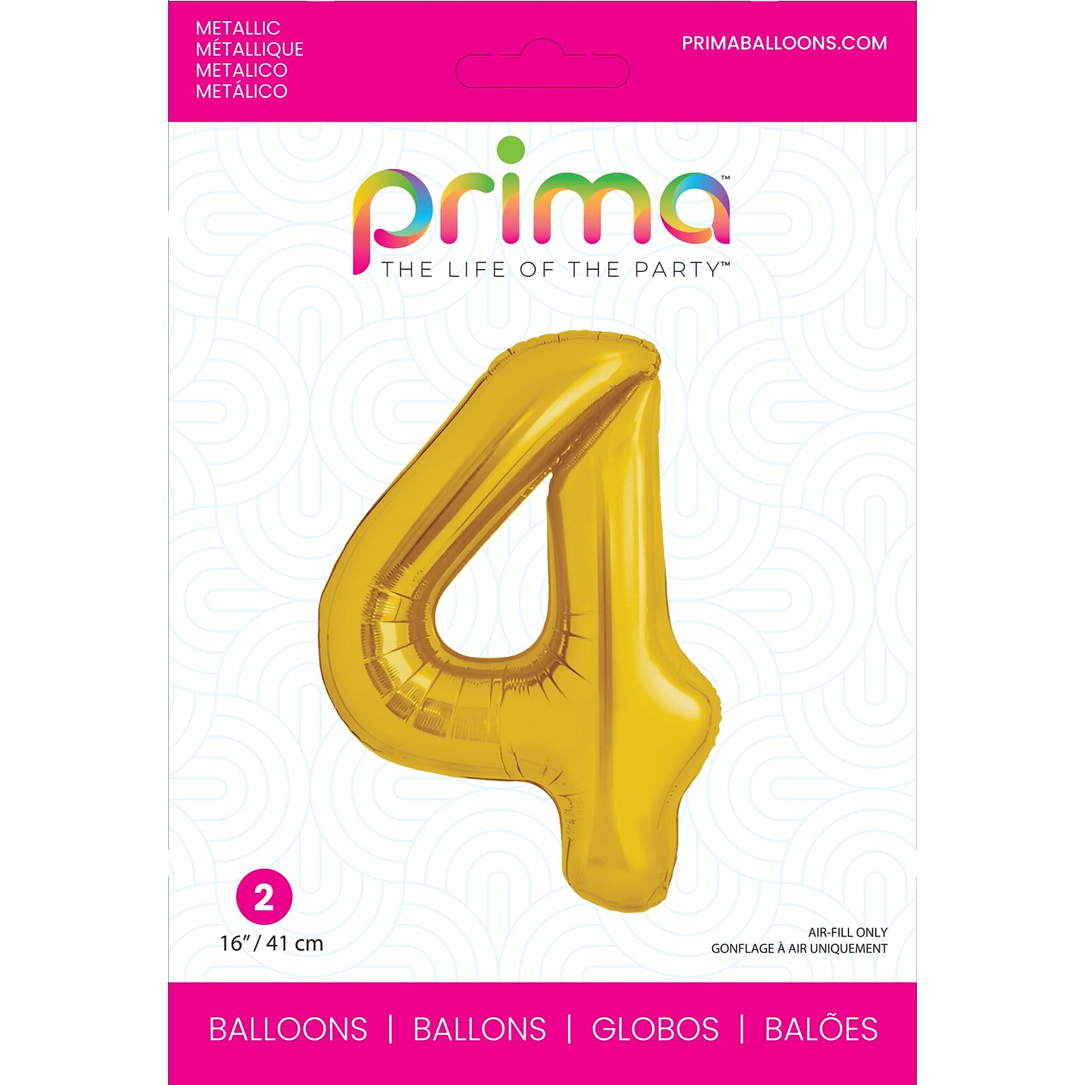 Party City (Air-Filled) 16 #4 Foil Balloon, Gold, 2/Pack (AM60050202-19)