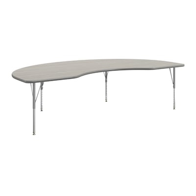 Flash Furniture Wren Kidney Activity Table, 96 x 48, Height Adjustable, Light Gray Top/Silver Frame (XUA4896KDLGTP)