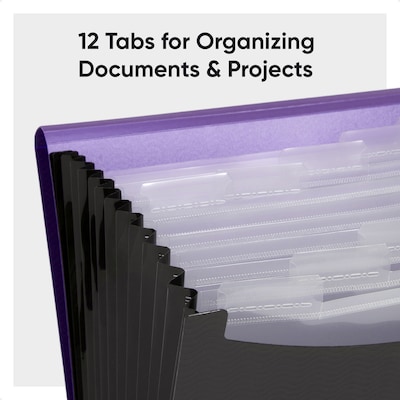 Smead Plastic Accordian File, 12 Pockets, Letter Size, Purple/Black (70862)