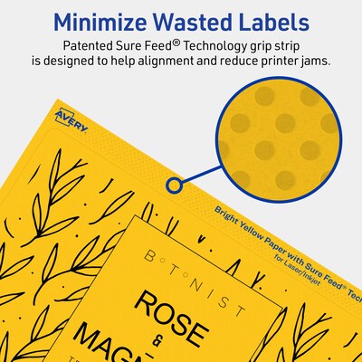 Avery Rectangle Laser/Inkjet Multipurpose Labels, 5" x 8-1/8", Bright Yellow (20/Pack)