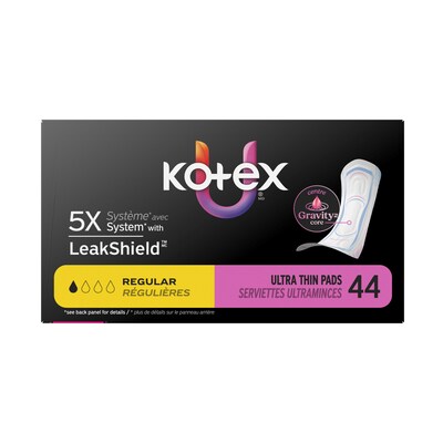 U by Kotex Security Regular Cotton Maxi Pads, 44/Pack (58246)