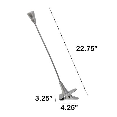 Creekwood Home Sleek Essentials 22.75" Basic Clip On LED Light with Flexible Gooseneck, Silver (CWD-1009-SL)
