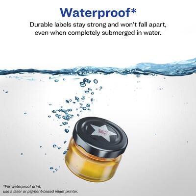 Avery Laser/Inkjet Star Waterproof Multipurpose Labels, 2.25  Dia., White, 600/Box (94611)