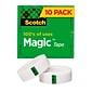 Scotch Magic Tape, Invisible, 3/4 in x 1000 in, 10 Tape Rolls, Clear, Refill, Home Office and Back to School Classroom Supplies