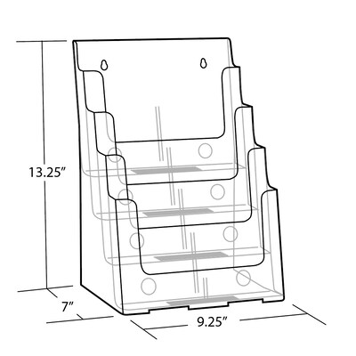 Azar Four-Tier Brochure Holder, 8.5" x 11", Clear Plastic (252376)