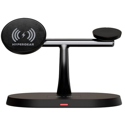 HyperGear MaxCharge Pro 3-in-1 Wireless Charging Stand with Magnetic Wireless Fast Charge, 15W, Black (16189)
