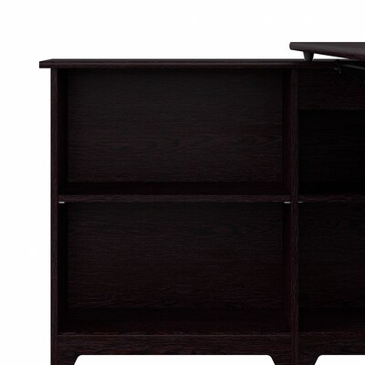 Bush Furniture Cabot 52"W 3 Position Sit to Stand Corner Bookshelf Desk, Espresso Oak (WC31816)