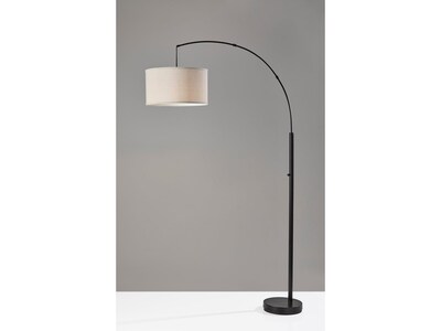 Simplee Adesso Rockwell 74 Matte Black Floor Lamp with Drum Oatmeal Shade (SL1170-01)