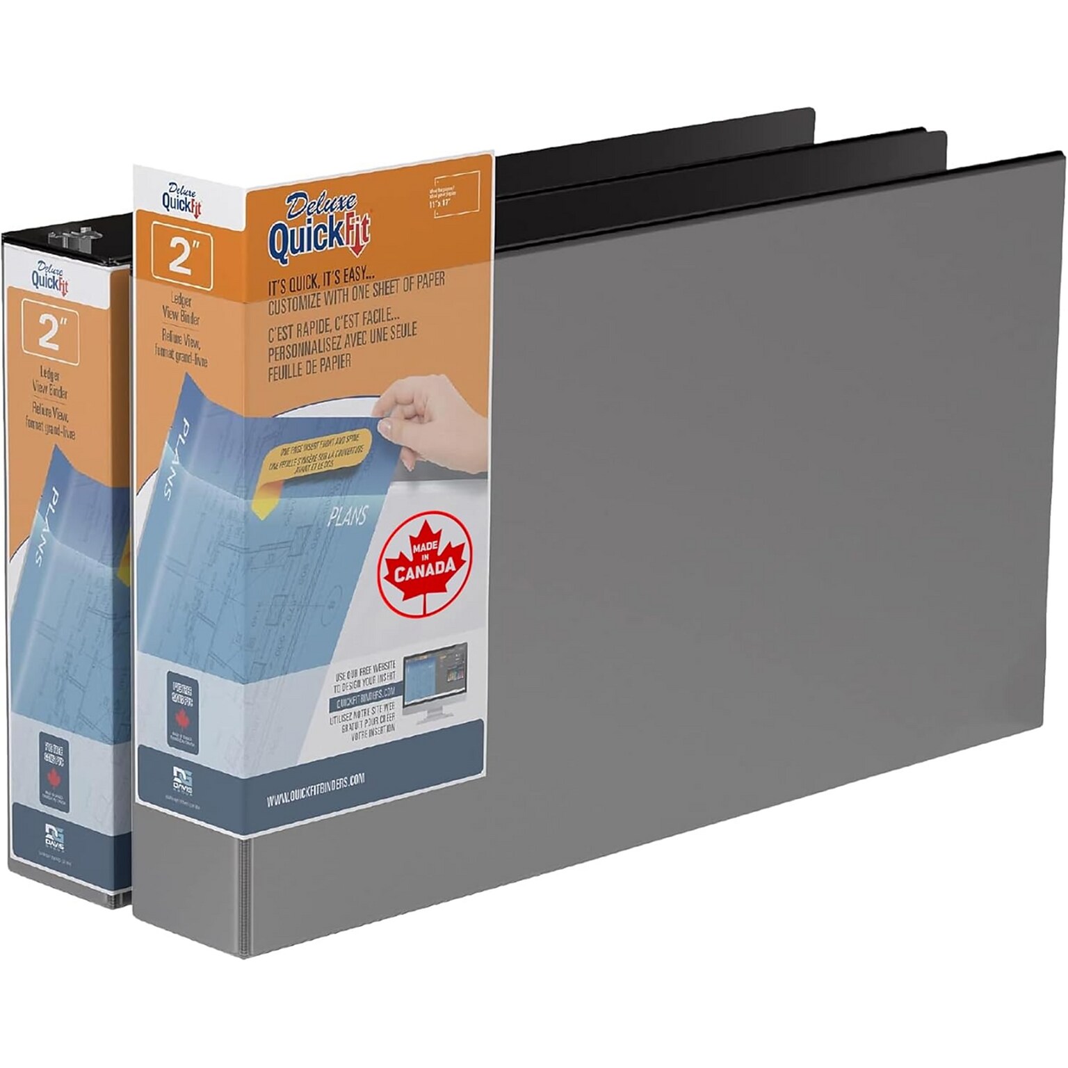Davis Group QuickFit Heavy Duty 2 3-Ring Standard Binders, D-Ring, Black, 2/Pack (94031-02)