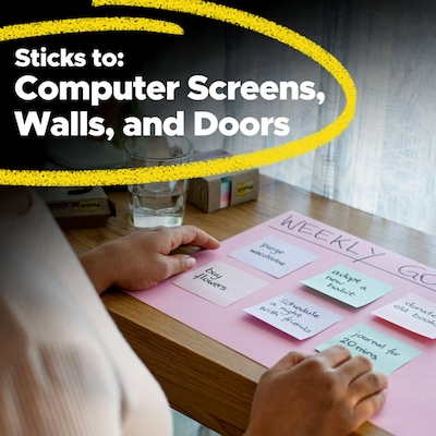 Post-it Recycled Super Sticky Notes, 3" x 3", Wanderlust Pastels Collection, 70 Sheets/Pad, 12 Pads/Pack (654R-12SSNRP)