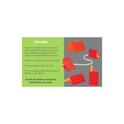 Checkers Roadblock 4.5 lbs. Large Wheel Chock, Orange (UC1500-4.5)