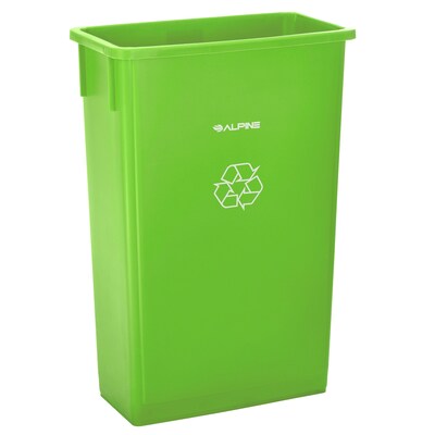 Alpine Industries Polypropylene Recycling Bin with Dolly, 23 Gallon, Assorted Colors, 3/Pack (ALP477-BGL-PKD)