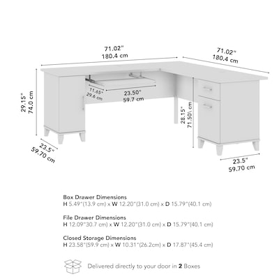 Bush Home Somerset 72" W L Shaped Office Desk with Storage, Mocha Cherry (WC81810K)