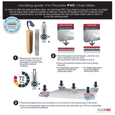 Floortex Computex Advantagemat Carpet Chair Mat with Lip, 45" x 53'', Medium-Pile, Clear (31341526LV)