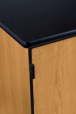 NPS®  36"H Mobile Science Cabinet With Adjustable Height Shelf, High Black Top/Light Oak Frame (MSC24361)