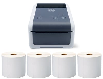 Brother TD-4420DN 4.3” Desktop Network Barcode Label Printer and 4 Rolls of 4 x 6 Labels
