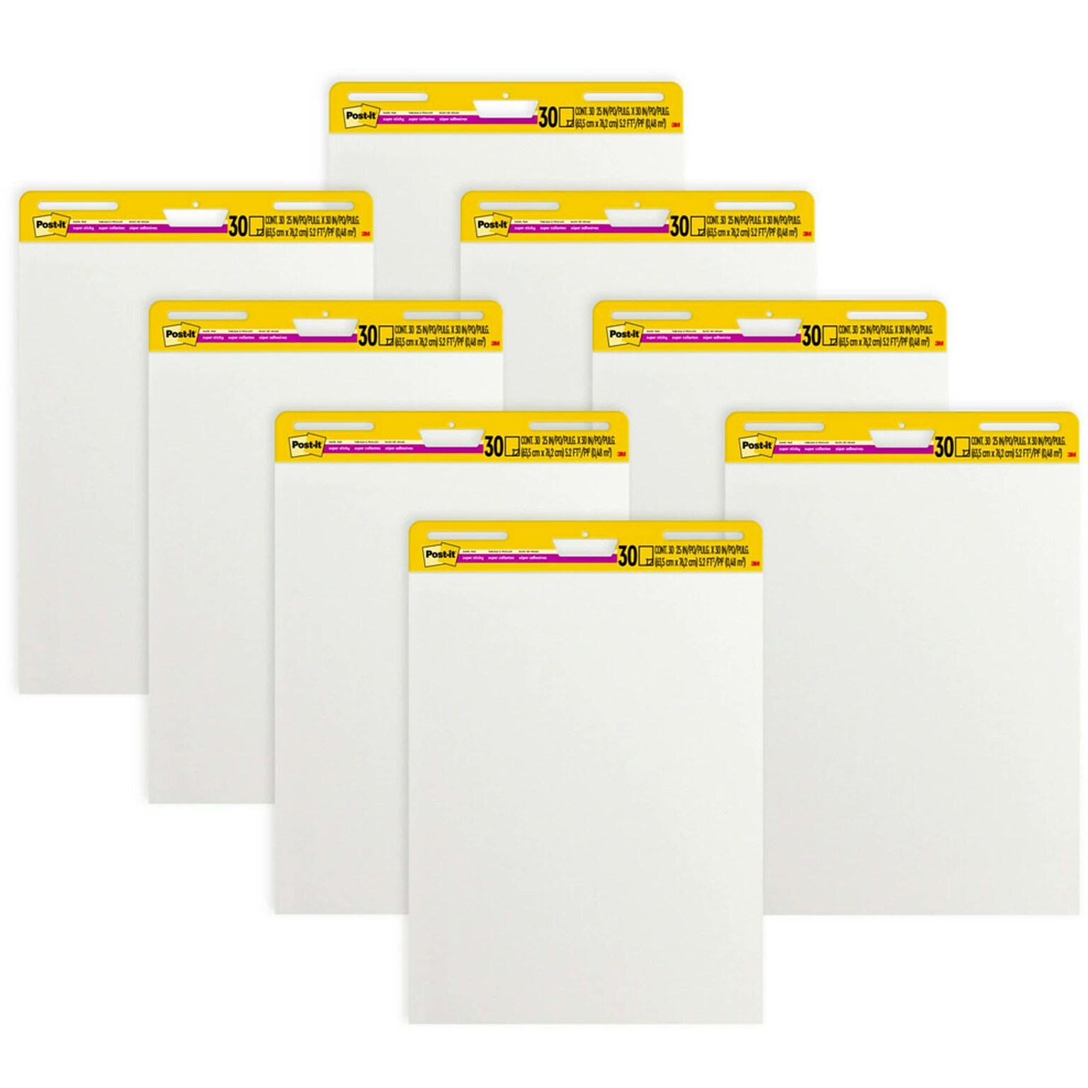 Post-it Super Sticky Easel Pad, 25 x 30, 30 Sheets/Pad, 8 Pads/Pack (559VAD8PK)