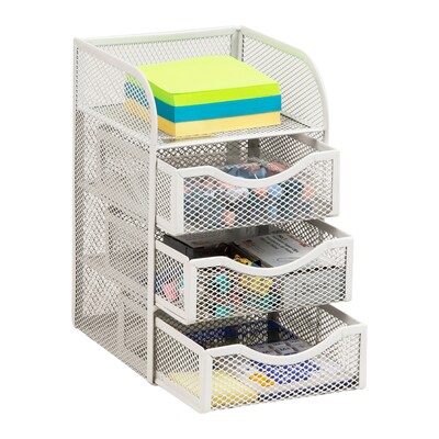 Mind Reader 4-Compartment Metal Desk Organizer, White (MESHMINI-WHT)