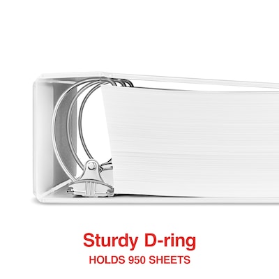 Staples 5" 3-Ring View Binder, D-Ring, White (55416/26360)