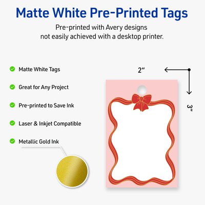 Avery  3 Blank Price & Merchandise Tags, White, 80/Carton (S00-FFB-PRMWT10)