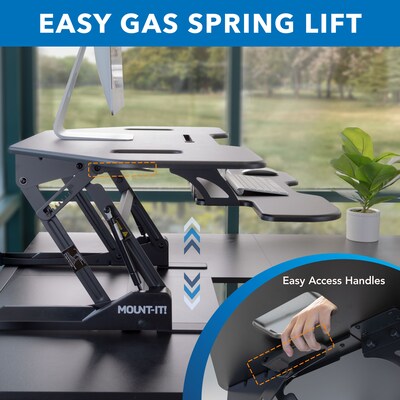 Mount-It! 43"W Manual Corner Adjustable Standing Desk Converter, Black (MI-7958A)
