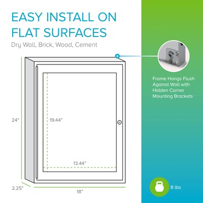 Ghent 24"H x 18"W Enclosed Recycled Rubber Bulletin Board with Satin Frame, 1 Door, Confetti (PA12418TR-CF)