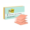 Post-it Pop-up Notes, 3 x 3, Beachside Café Collection, 100 Sheet/Pad, 6 Pads/Pack (R330-AP)