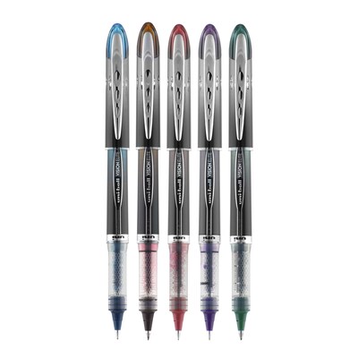 uniball Vision Elite BLX Rollerball Pens, Micro Point, 0.5mm, Assorted Ink, 5/Pack (1832410)